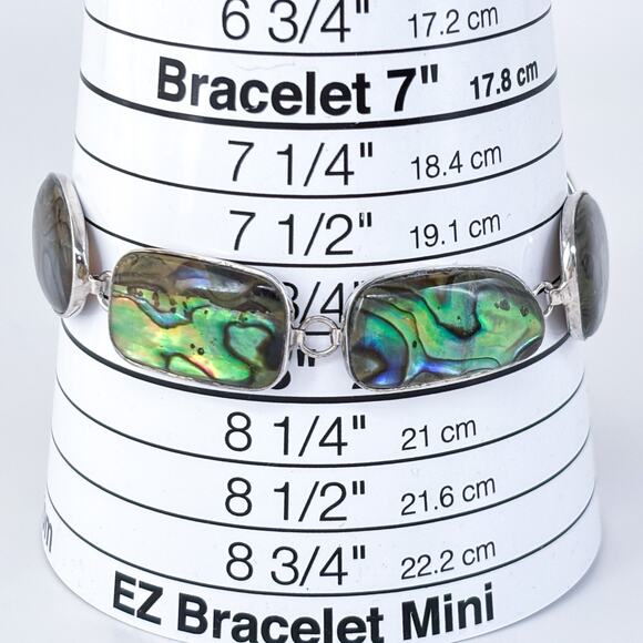 Abalone Link Bracelet | Vintage Sterling Silver 925 | 7"-8" - Picture 4 of 5